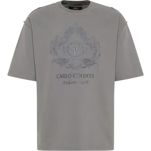 Oversize T-Shirt mit Stickerei De Bortoli , Herren, Größe: XS - carlo colucci - Modalova