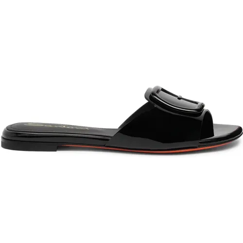 Lackleder Slide Sandale , Damen, Größe: 36 EU - Santoni - Modalova