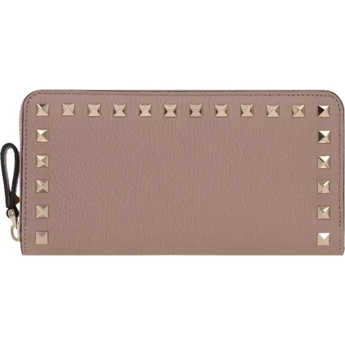 Studded Zip-Around Leather Wallet , female, Sizes: ONE SIZE - Valentino Garavani - Modalova