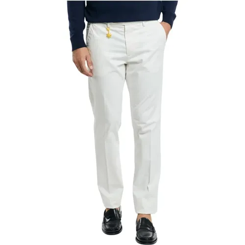 Weiße Slim Fit Hose aus Stretch-Baumwolle , Herren, Größe: L - Manuel Ritz - Modalova