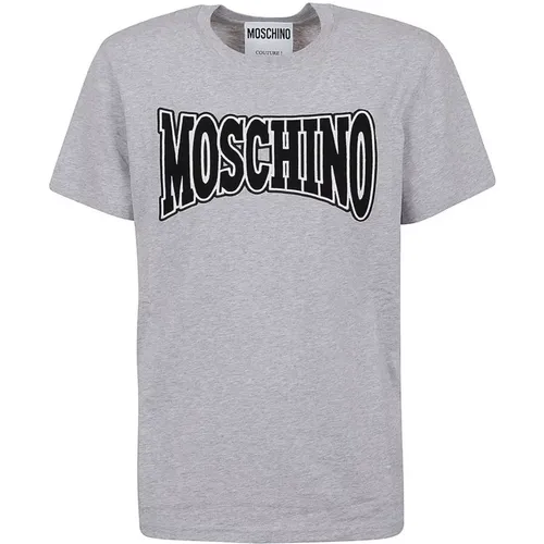 Grey Embroidered Logo T-Shirt , male, Sizes: M, S, L - Moschino - Modalova