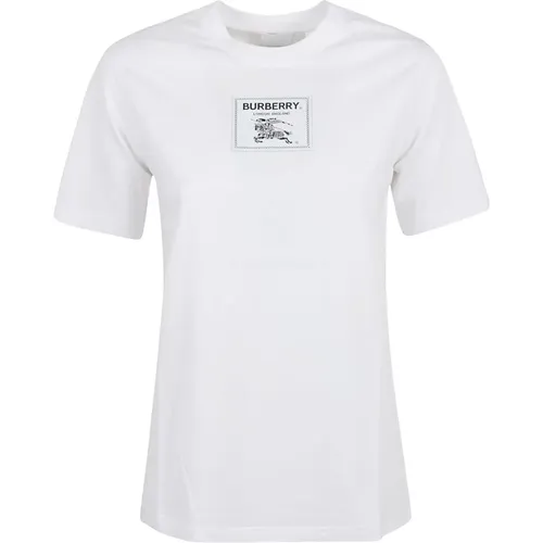Damen Baumwoll T-Shirt mit W:margot EKD Lbl:131195:A1464 Design , Damen, Größe: M - Burberry - Modalova