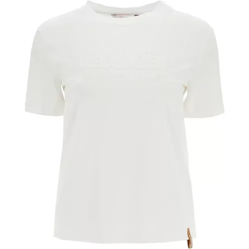 T-Shirt mit bedrucktem Logo , Damen, Größe: S - Max Mara - Modalova