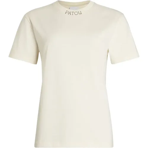 White Cotton Logo T-shirt , female, Sizes: M - Patou - Modalova