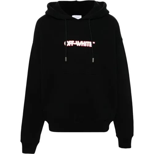 Schwarzer Logo-Kapuzenpullover , Herren, Größe: S - Off White - Modalova