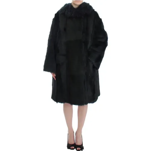 Goat Fur Shearling Long Jacket , female, Sizes: XS - Dolce & Gabbana - Modalova