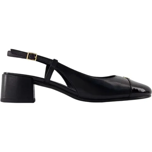 Schwarze Leder Cap Toe Sandalen , Damen, Größe: 37 1/2 EU - TORY BURCH - Modalova