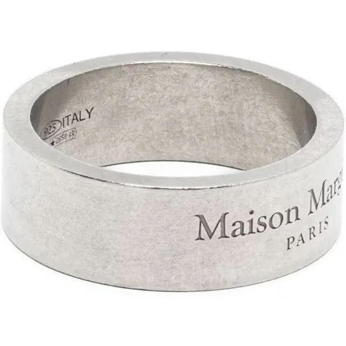 Logo-Gravierter Silberbandring , Herren, Größe: M - Maison Margiela - Modalova