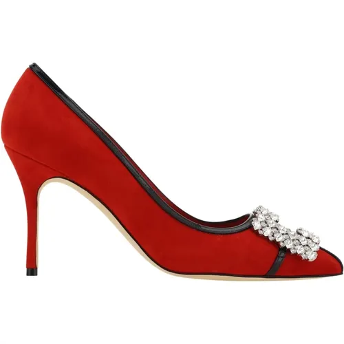 Leather Pumps with Patent Detail , female, Sizes: 3 1/2 UK - Manolo Blahnik - Modalova