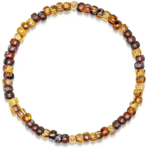 Men's Wristband with Amber Miyuki Beads , male, Sizes: M, L, XL - Nialaya - Modalova