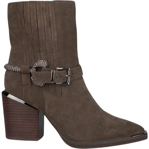 Rhinestone Leather Ankle Boots , female, Sizes: 8 UK - Alma en Pena - Modalova