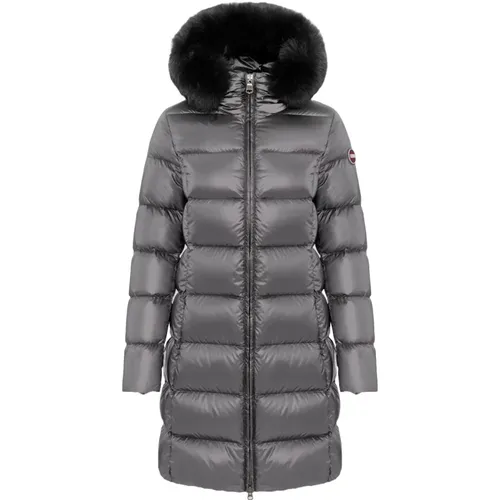 Grey Winter Coat with Fur Hood , female, Sizes: M, S, 2XL - Colmar - Modalova