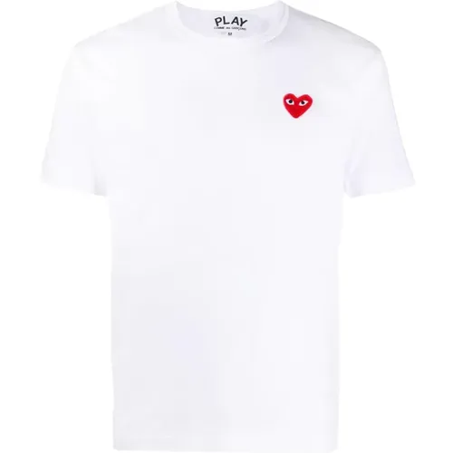 Logo Patch Baumwoll T-Shirt , Herren, Größe: 2XL - Comme des Garçons Play - Modalova