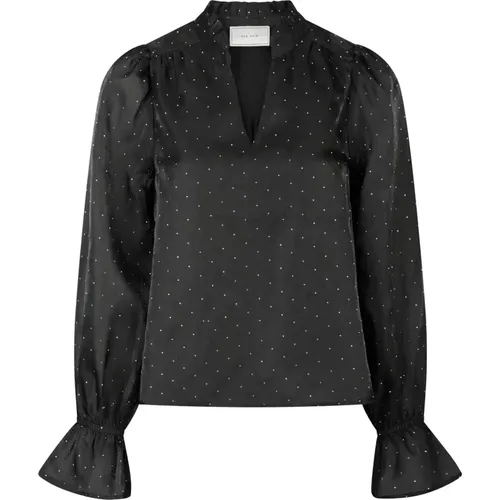 Elegant Bedazzled V-Neck Blouse , female, Sizes: XL, S, 2XL, XS, L, M - NEO NOIR - Modalova