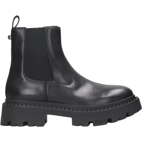 Schwarze Leder Stiefeletten , Damen, Größe: 39 EU - Ash - Modalova