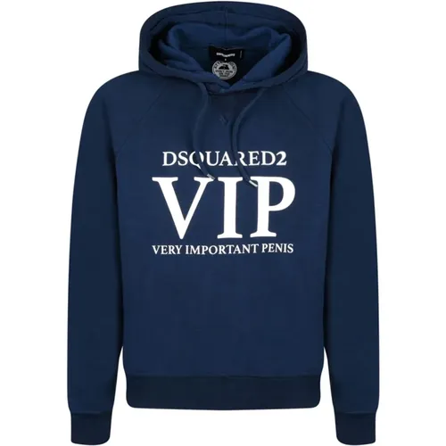 Marineblauer Hoodie-Sweatshirt mit Raglanärmeln , Herren, Größe: S - Dsquared2 - Modalova