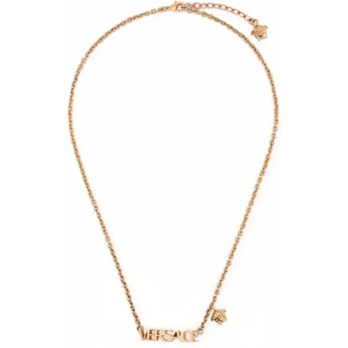 Goldene Medusa Charm Halskette , Damen, Größe: ONE Size - Versace - Modalova