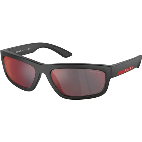 Sporty Rectangular Sunglasses with Dark Lenses , unisex, Sizes: 59 MM - Prada - Modalova