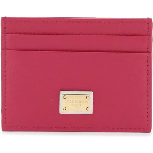 Dauphine leather card holder , female, Sizes: ONE SIZE - Dolce & Gabbana - Modalova