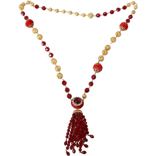 Anhänger-Halskette mit roten Kristallen, 100% authentisch, Made in Italy - Dolce & Gabbana - Modalova