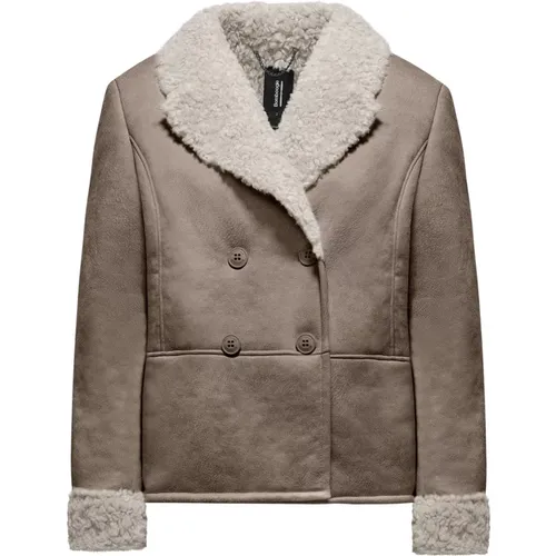 Eco Suede Fur Double-Breasted Jacket , female, Sizes: L, M, S - BomBoogie - Modalova