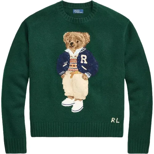 Grüner Rippstrickpullover Polo Bear Stickerei - Ralph Lauren - Modalova