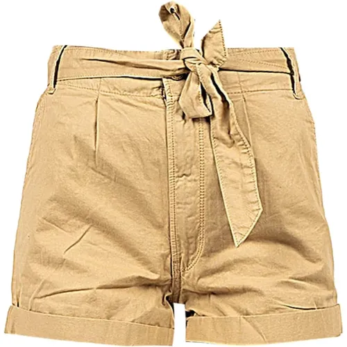 Shorts mit hoher Taille und Fransen-Kordelzug , Damen, Größe: W26 - Pepe Jeans - Modalova