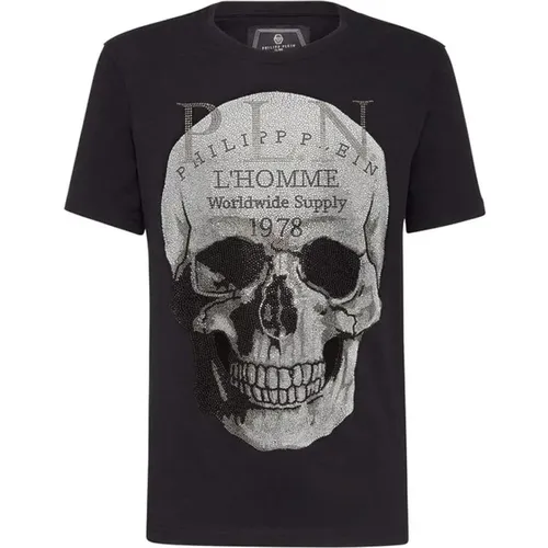 Skull Print Cotton T-Shirt , male, Sizes: S, 2XL - Philipp Plein - Modalova