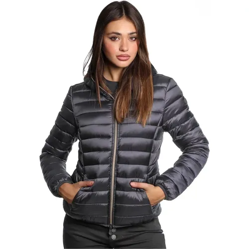 Steppjacke mit Kapuze und Reißverschluss , Damen, Größe: XS - Save The Duck - Modalova