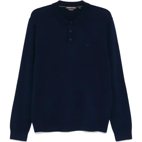 Blaues Langarm Merino Polo Shirt - Michael Kors - Modalova