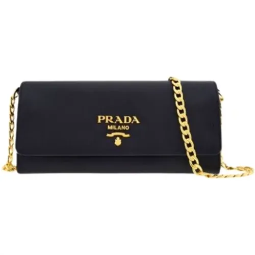 Schwarze Leder Clutch Geldbörse - Prada - Modalova