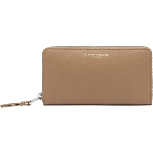 Hammered Leather Wallet with Snap Button , female, Sizes: ONE SIZE - Gianni Chiarini - Modalova