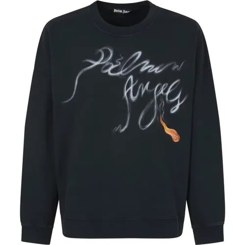 Schwarze Sweaters mit Foggy PA Crew , Herren, Größe: M - Palm Angels - Modalova