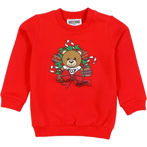 Roter Mini Weihnachtspullover mit Bär - Moschino - Modalova
