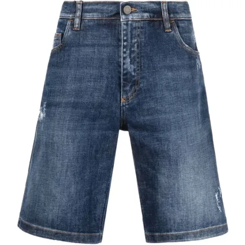 Verwaschene Denim Shorts mit abgenutzten Details , Herren, Größe: 2XL - Dolce & Gabbana - Modalova
