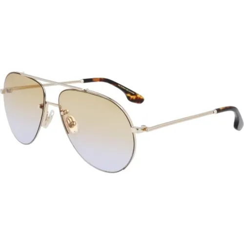 Goldene und Braune Metallsonnenbrille - Victoria Beckham - Modalova