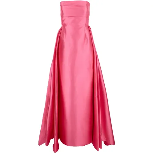 Rosa Satin Plissiertes Langes Kleid , Damen, Größe: L - Solace London - Modalova