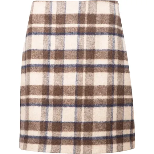 Checked Wool Blend Flannel Skirt , female, Sizes: S, XS - Max Mara Weekend - Modalova