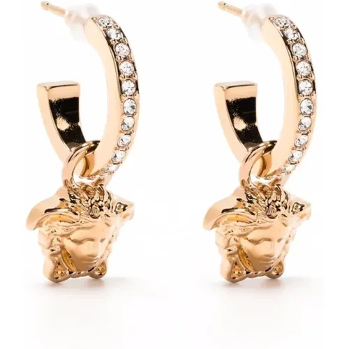 Goldene Medusa Hoop Ohrringe , Damen, Größe: ONE Size - Versace - Modalova