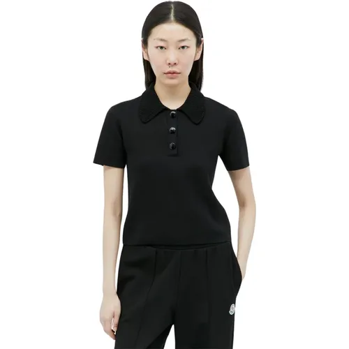 Polo Shirt mit Logo-Patch aus Baumwoll-Piquet , Damen, Größe: L - Moncler - Modalova