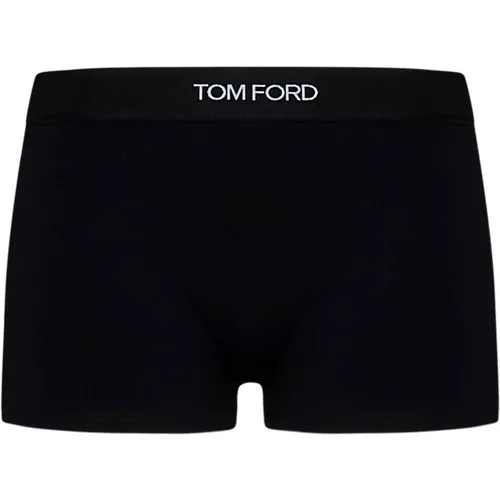 Schwarze Boxershorts mit geripptem Bund , Damen, Größe: S - Tom Ford - Modalova