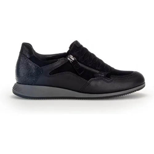 Moderne Sportliche Schwarze Ledersneakers , Damen, Größe: 37 1/2 EU - Gabor - Modalova