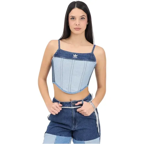 Denim Korsett Top , Damen, Größe: L - adidas Originals - Modalova