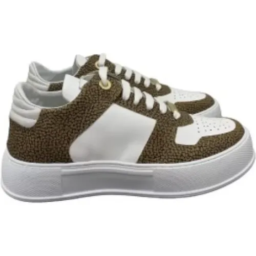 Leather Sneakers with Graffiti OP Natural Inserts , female, Sizes: 3 UK, 4 UK, 5 UK, 6 UK, 8 UK - Borbonese - Modalova