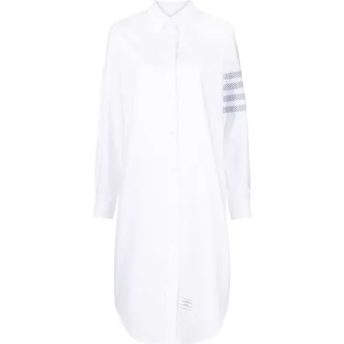 Weiße 4-Bar Baumwollhemdkleid , Damen, Größe: 2XS - Thom Browne - Modalova