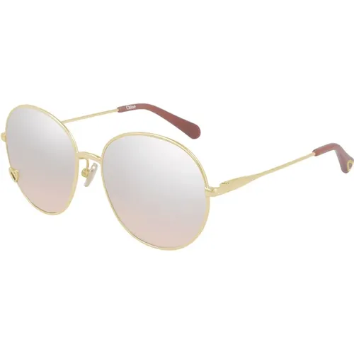 Stilvolle Sonnenbrille in Gold und Rosa , unisex, Größe: 52 MM - Chloé - Modalova