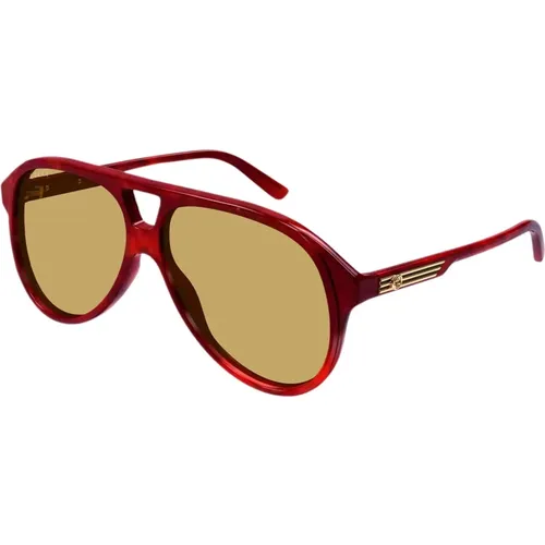 Pilot brown acetate sunglasses , unisex, Sizes: 59 MM - Gucci - Modalova