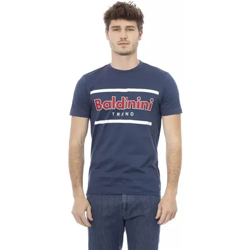 Elegantes blaues Baumwoll-Trend-T-Shirt , Herren, Größe: XS - Baldinini - Modalova