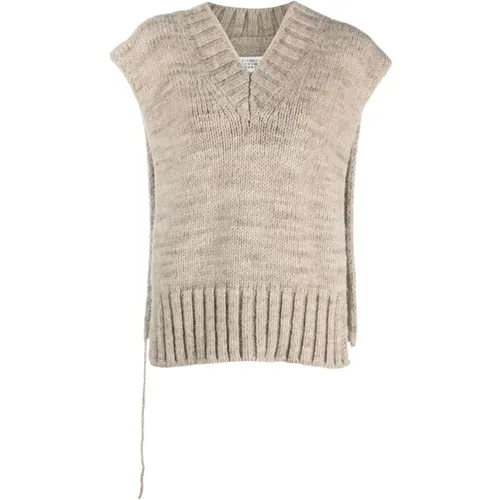 Braune Gestrickte Alpaka Wollweste , Damen, Größe: M - Maison Margiela - Modalova