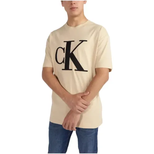 Perforiertes Monolog T-Shirt , Herren, Größe: L - Calvin Klein - Modalova